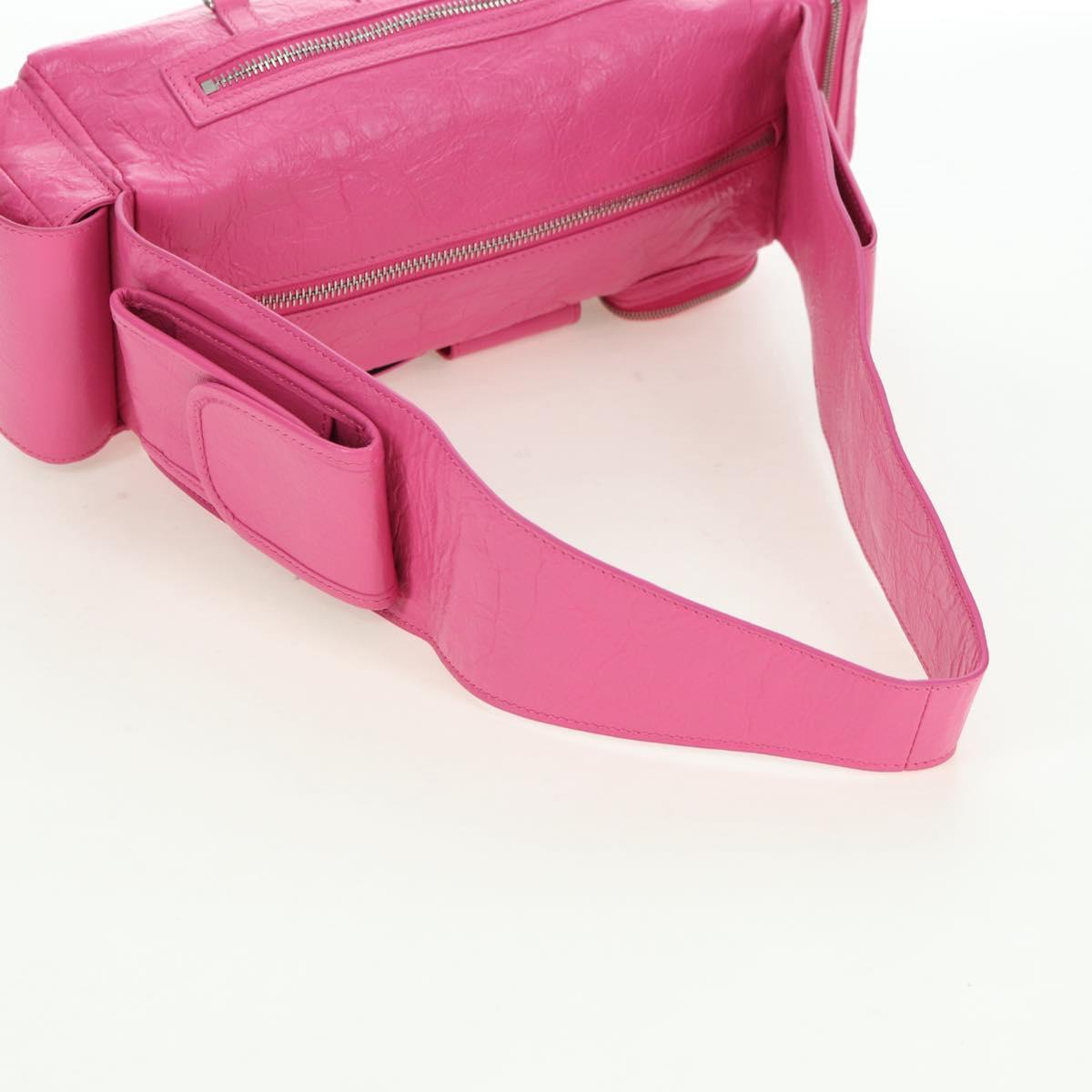 BALENCIAGA Super Busy Shoulder Bag Leather Pink Silver 762516 Auth 177134SM