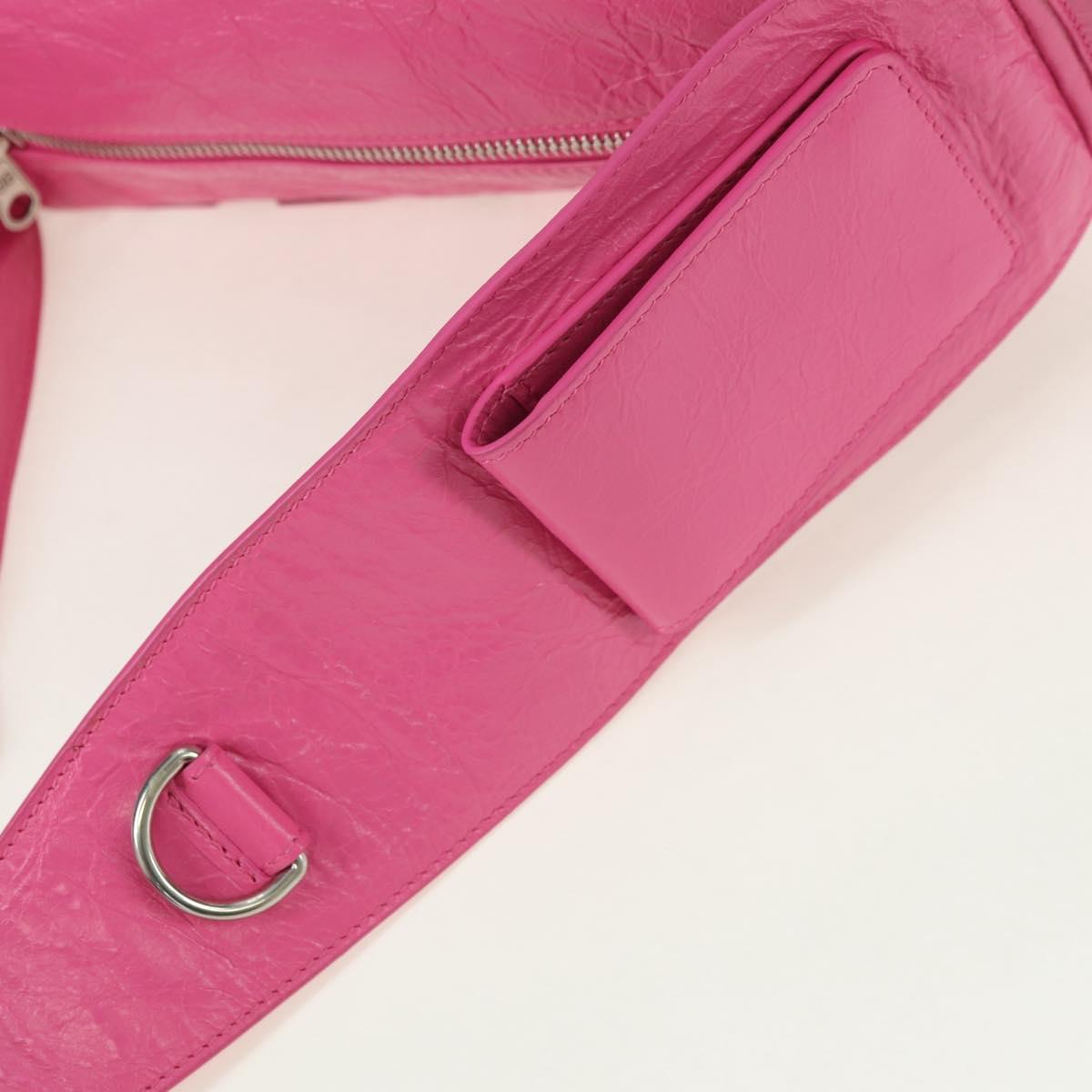 BALENCIAGA Super Busy Shoulder Bag Leather Pink Silver 762516 Auth 177134SM