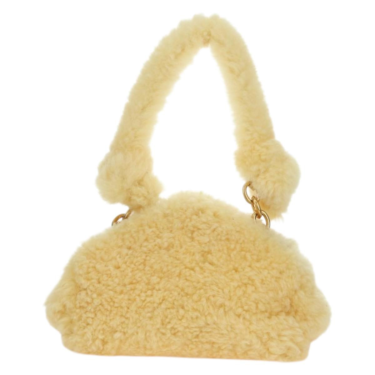 BOTTEGA VENETA Shoulder Bag Fur Yellow Gold Auth 177150M