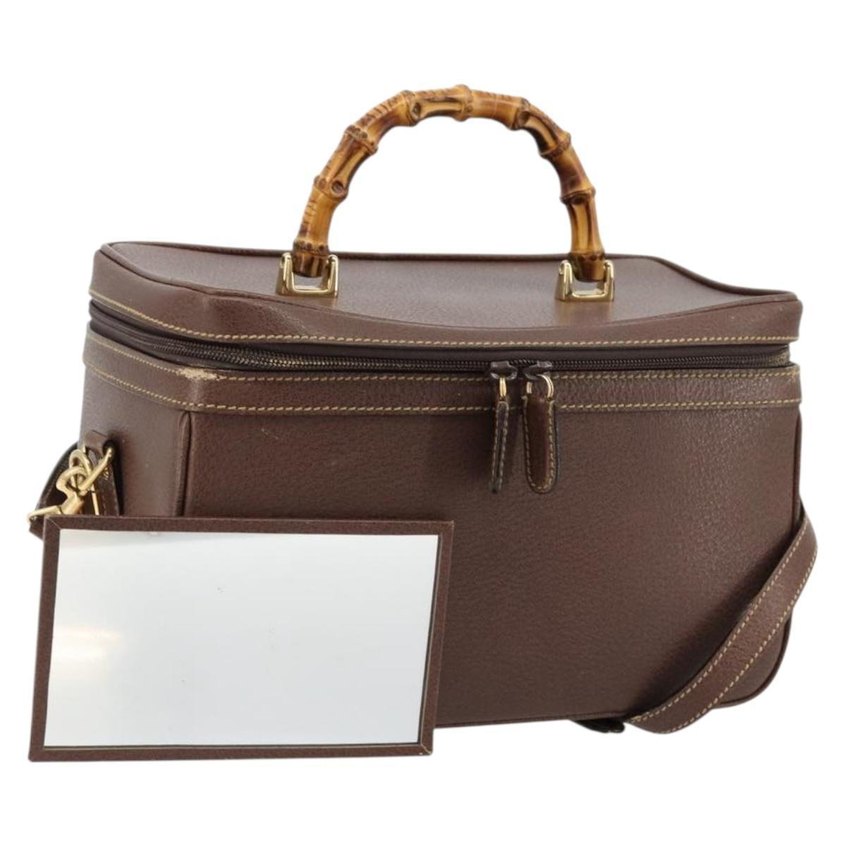 GUCCI Bamboo Hand Bag Leather 2way Brown Gold 013 2122 2491 Auth 177151