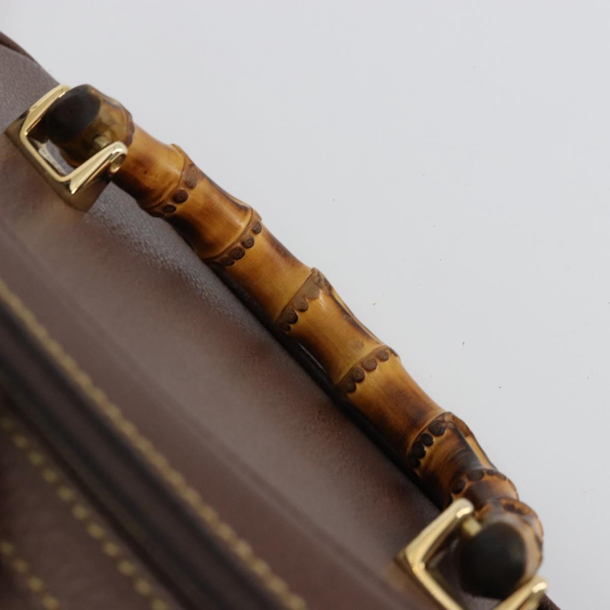 GUCCI Bamboo Hand Bag Leather 2way Brown Gold 013 2122 2491 Auth 177151