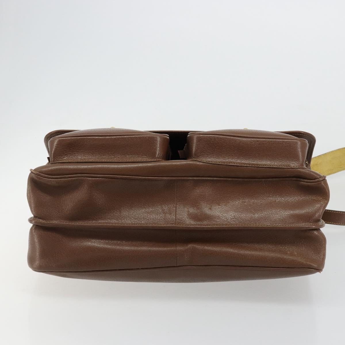 GUCCI Hand Bag Leather 2way Brown Gold 015 904 3681 Auth 177152