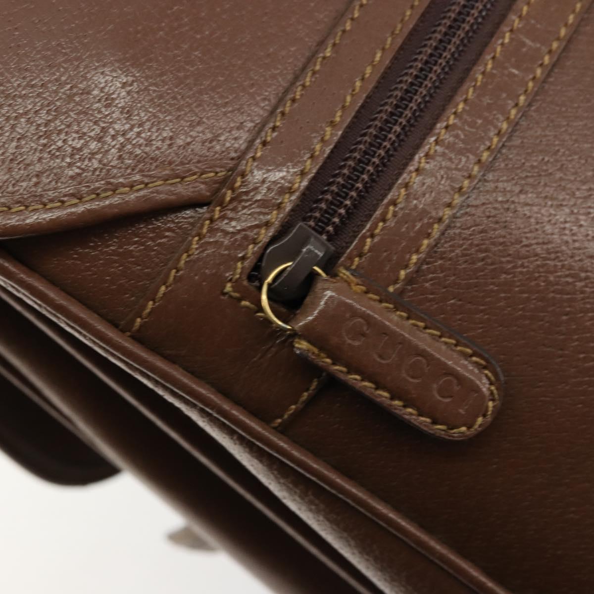 GUCCI Hand Bag Leather 2way Brown Gold 015 904 3681 Auth 177152