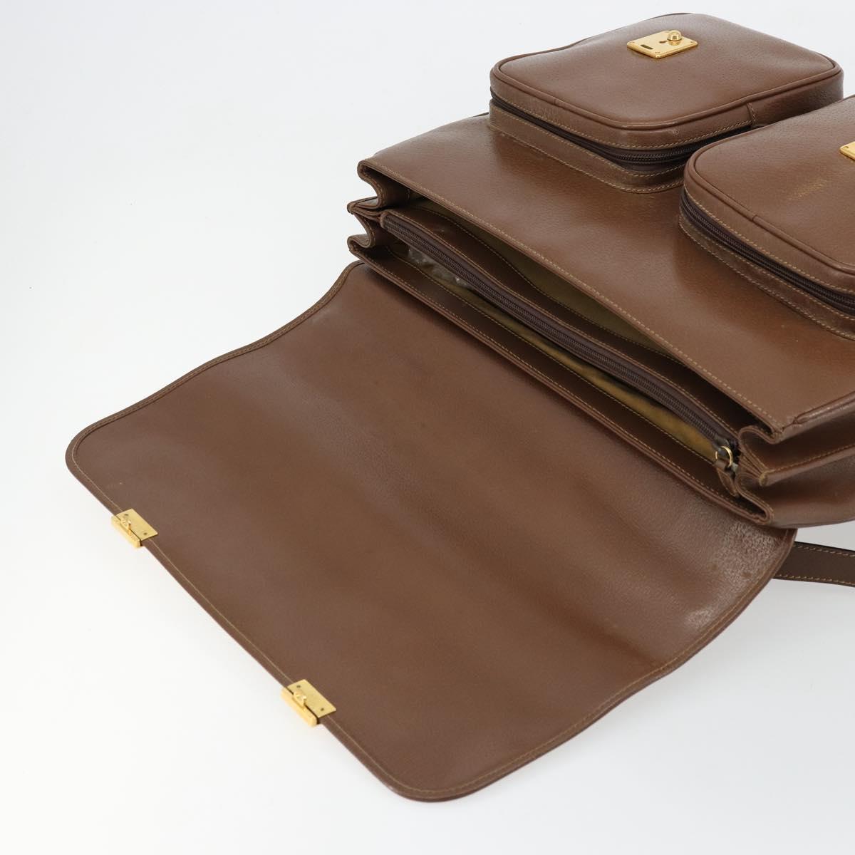 GUCCI Hand Bag Leather 2way Brown Gold 015 904 3681 Auth 177152