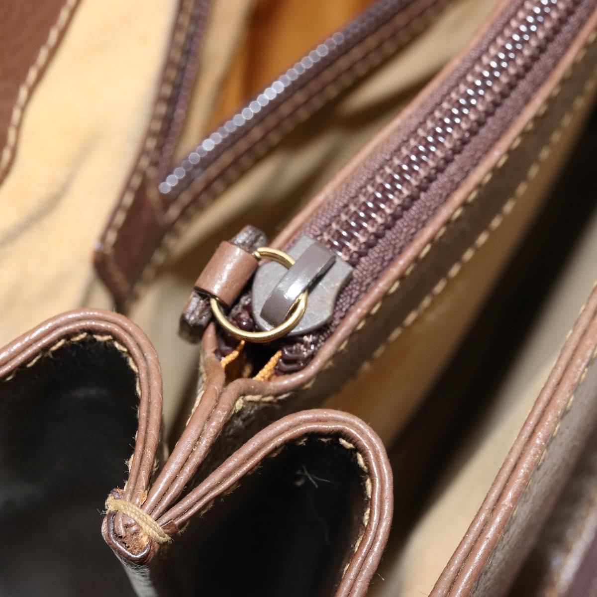 GUCCI Hand Bag Leather 2way Brown Gold 015 904 3681 Auth 177152