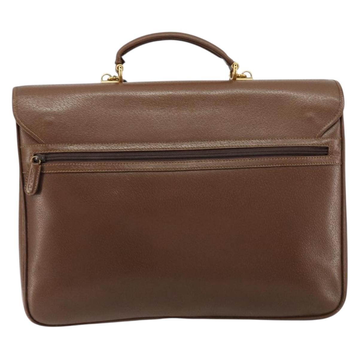 GUCCI Hand Bag Leather 2way Brown Gold 015 904 3681 Auth 177152