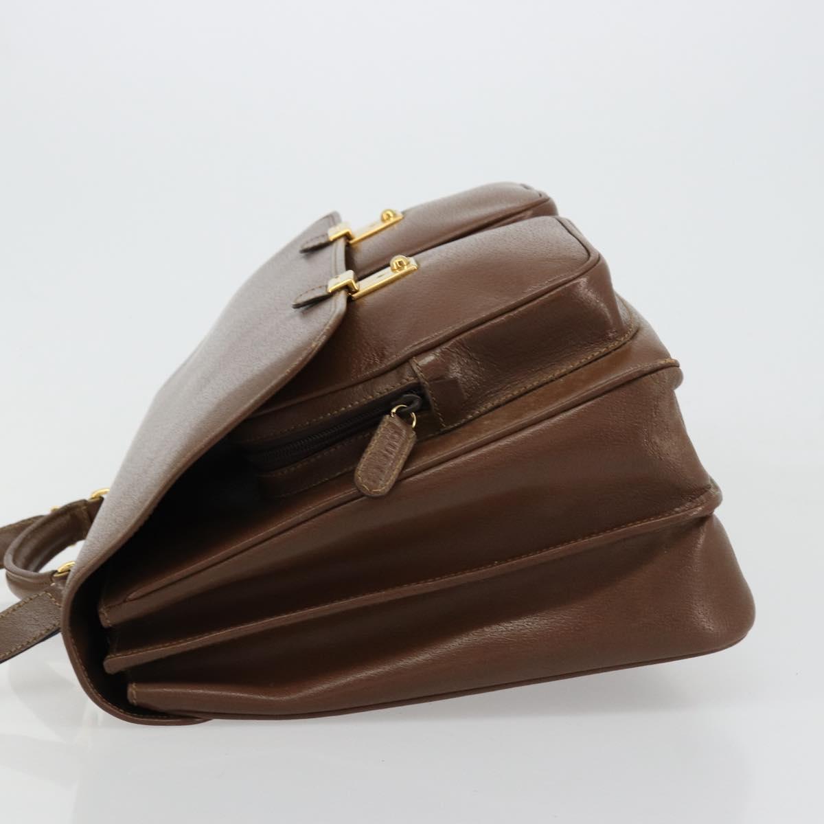 GUCCI Hand Bag Leather 2way Brown Gold 015 904 3681 Auth 177152