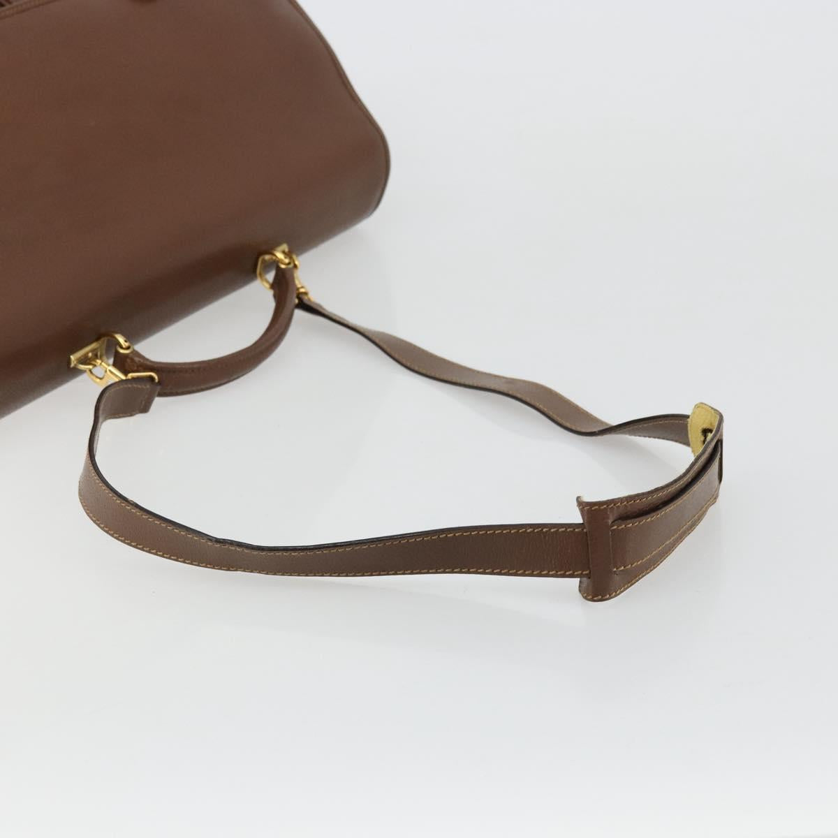 GUCCI Hand Bag Leather 2way Brown Gold 015 904 3681 Auth 177152