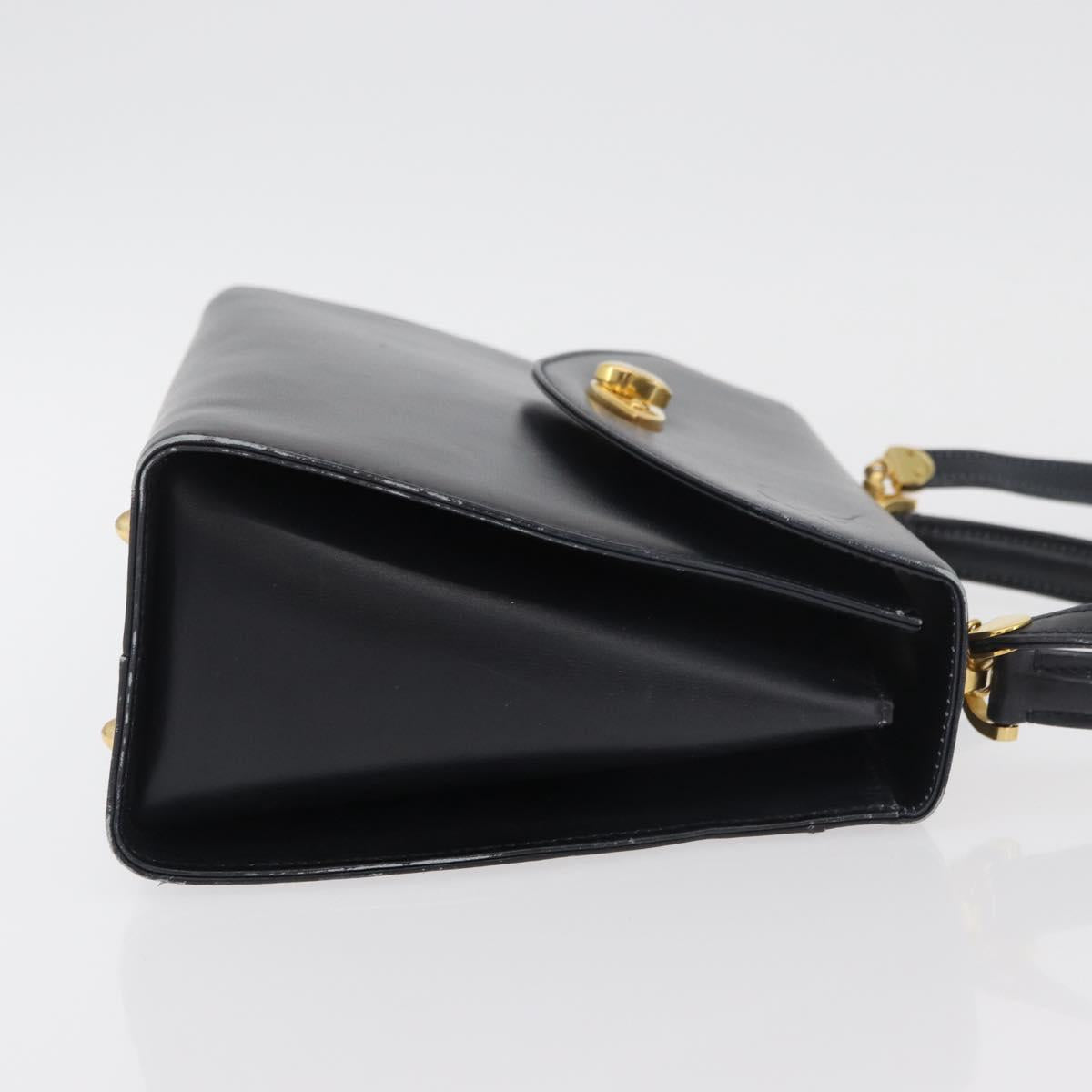 BALLY Hand Bag Leather 2way Navy Gold Auth 177155A