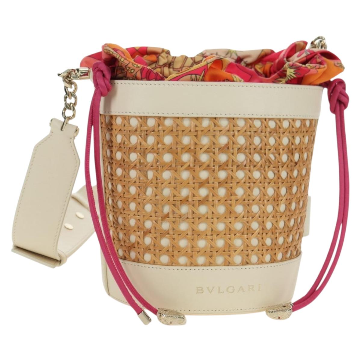 BVLGARI Serpenti Forever Shoulder Bag Raffia Beige Auth 177156SAM