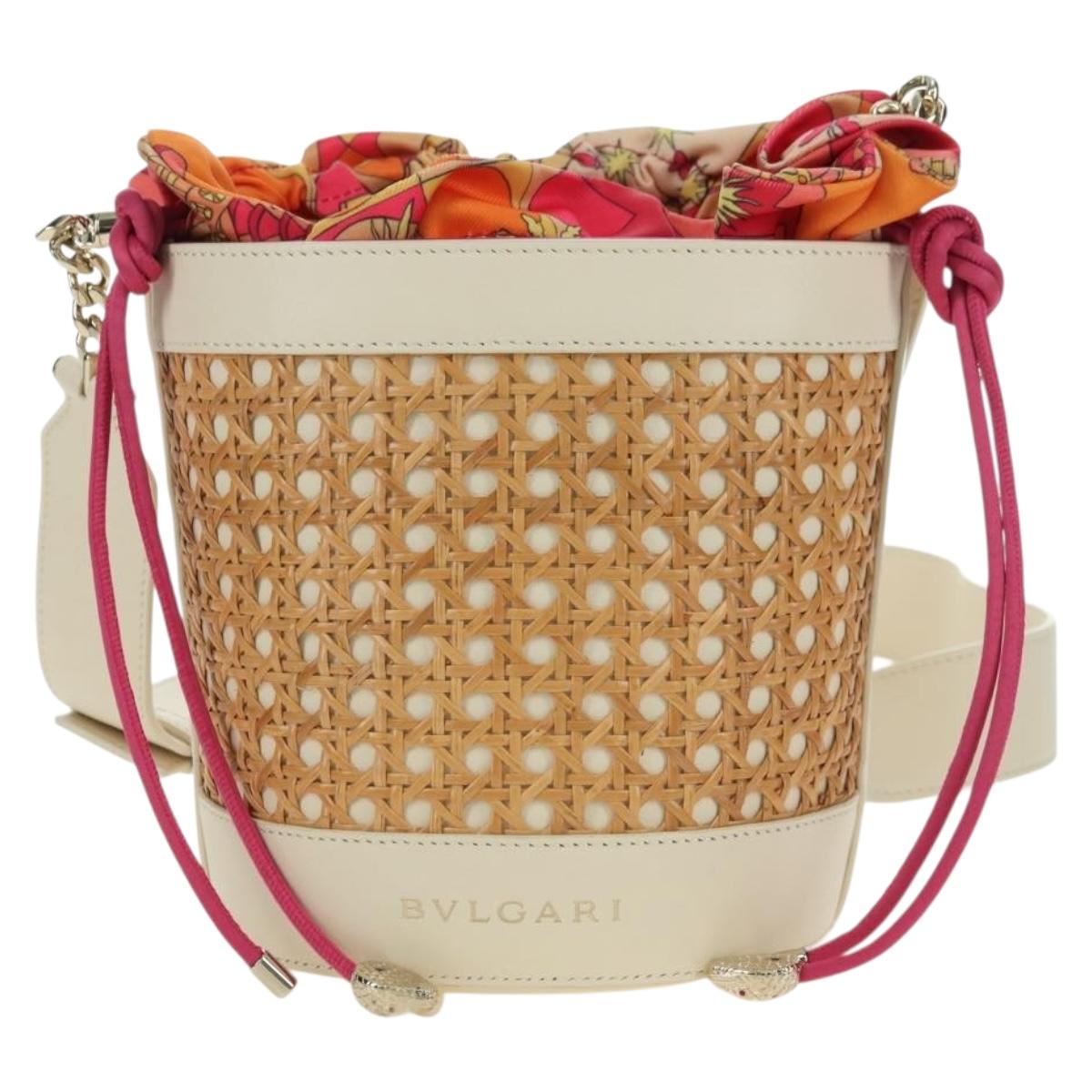 BVLGARI Serpenti Forever Shoulder Bag Raffia Beige Auth 177156SAM