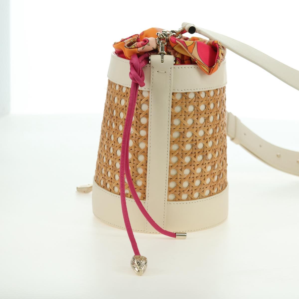 BVLGARI Serpenti Forever Shoulder Bag Raffia Beige Auth 177156SAM