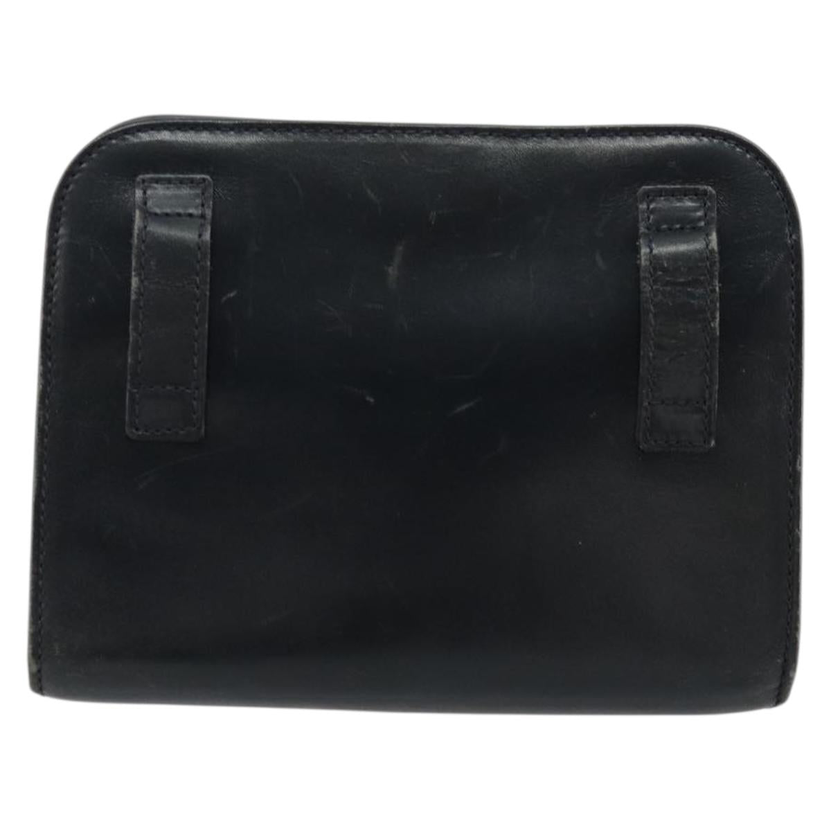 Salvatore Ferragamo Gancini Shoulder Bag Leather Navy Gold Auth 177157