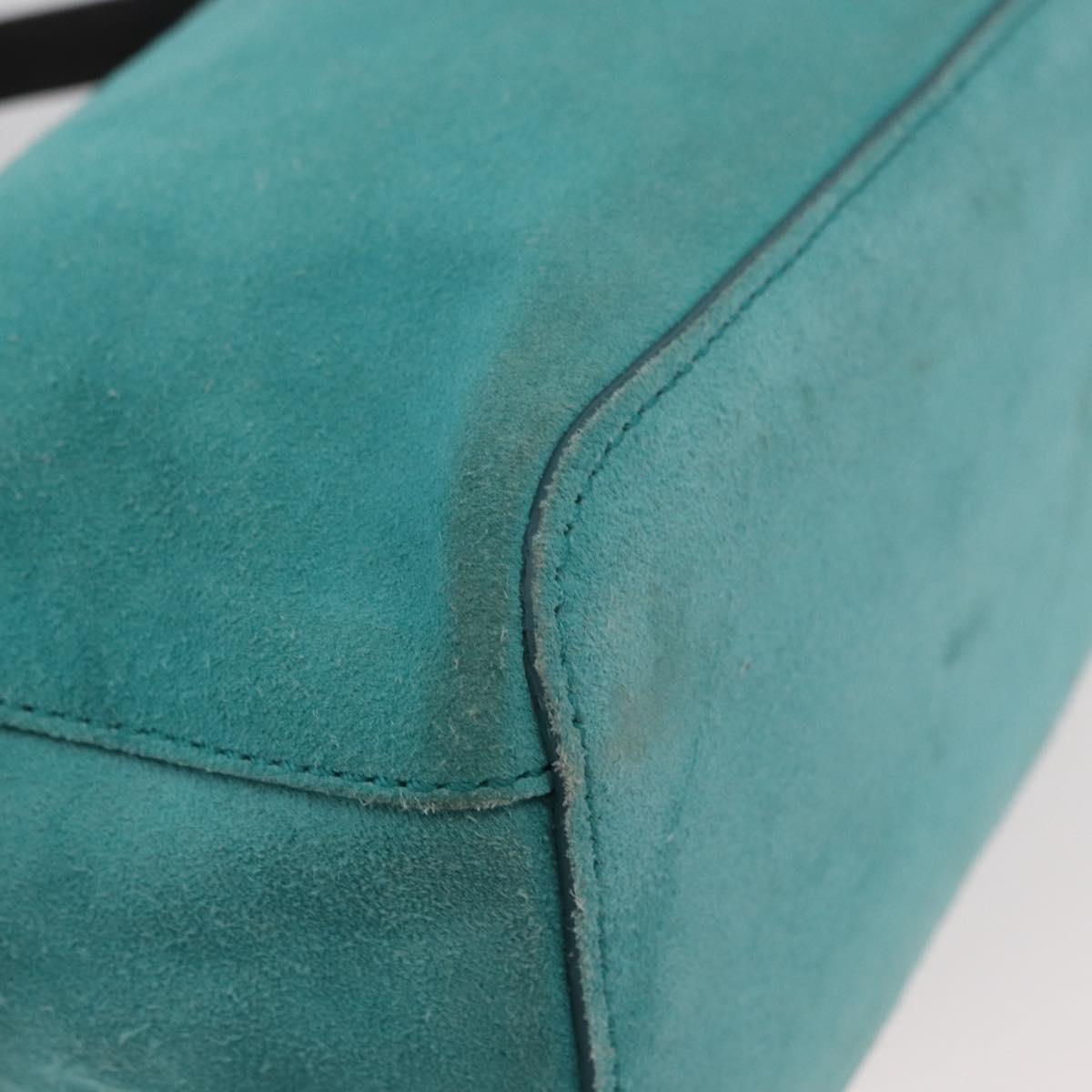 BALLY Hand Bag Suede 2way Light Blue Gold Auth 177158A