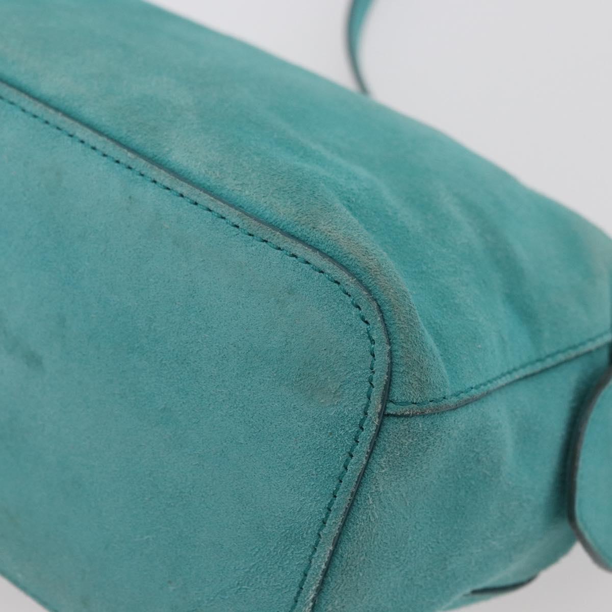 BALLY Hand Bag Suede 2way Light Blue Gold Auth 177158A