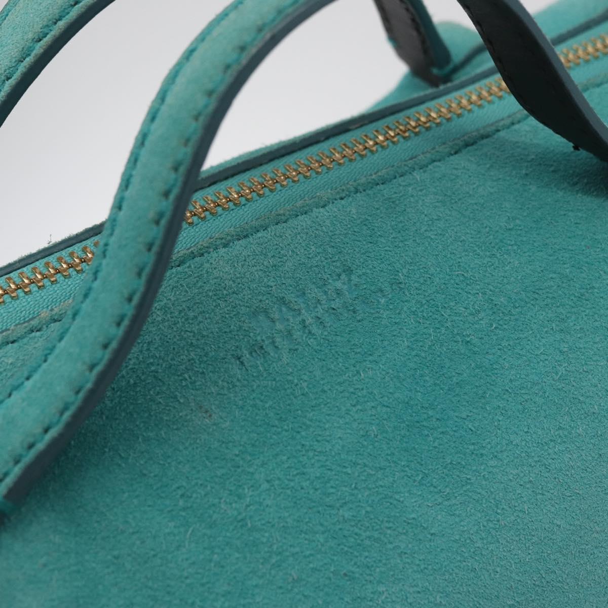 BALLY Hand Bag Suede 2way Light Blue Gold Auth 177158A