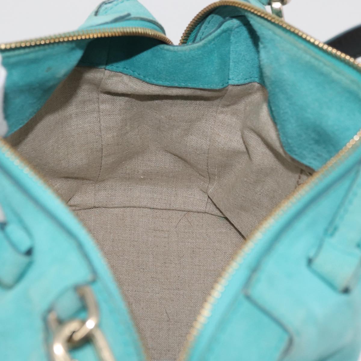 BALLY Hand Bag Suede 2way Light Blue Gold Auth 177158A