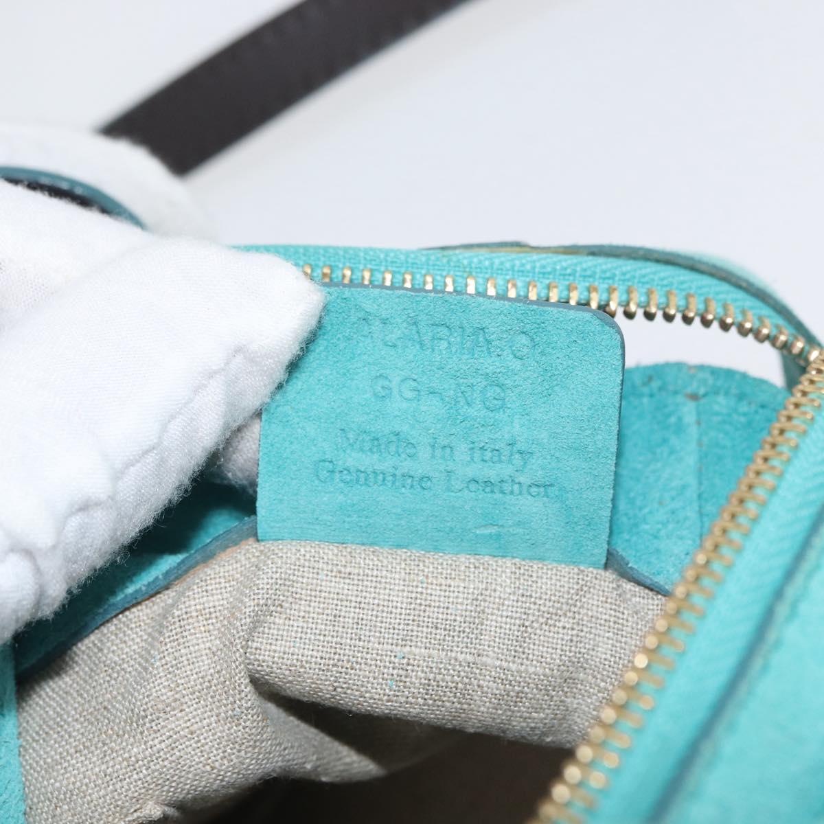 BALLY Hand Bag Suede 2way Light Blue Gold Auth 177158A