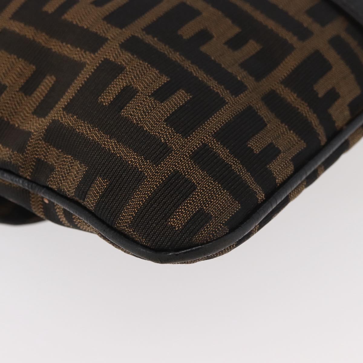 FENDI Zucca Canvas Shoulder Bag Black Brown Auth 177159A