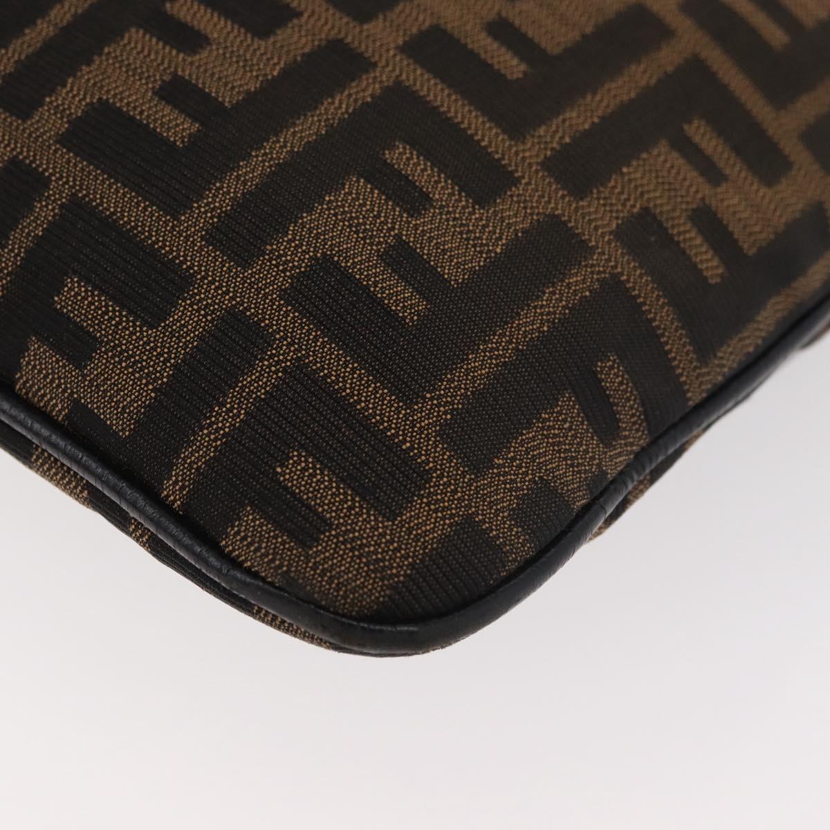 FENDI Zucca Canvas Shoulder Bag Black Brown Auth 177159A