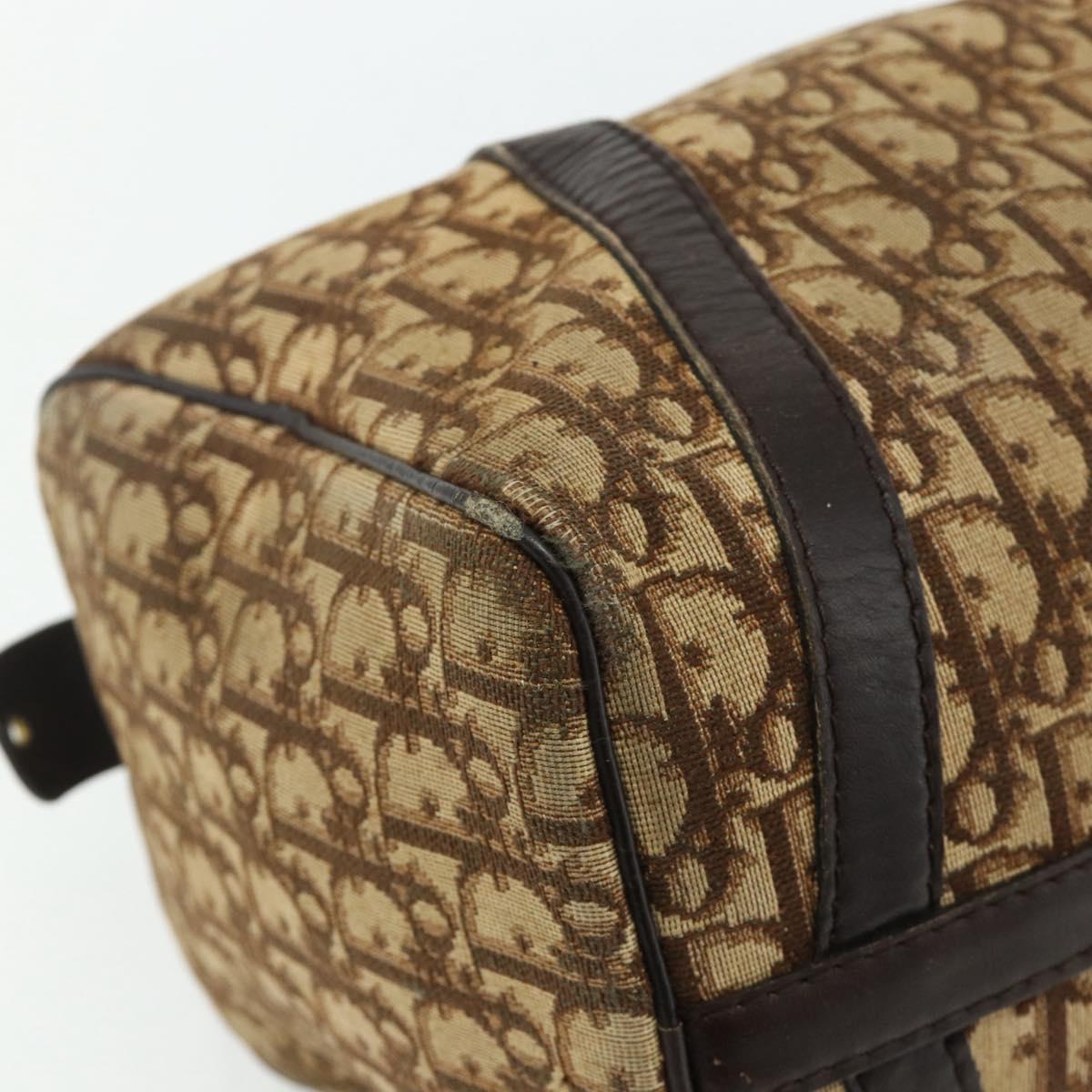 Christian Dior Trotter Canvas Boston Bag Beige Auth 177161