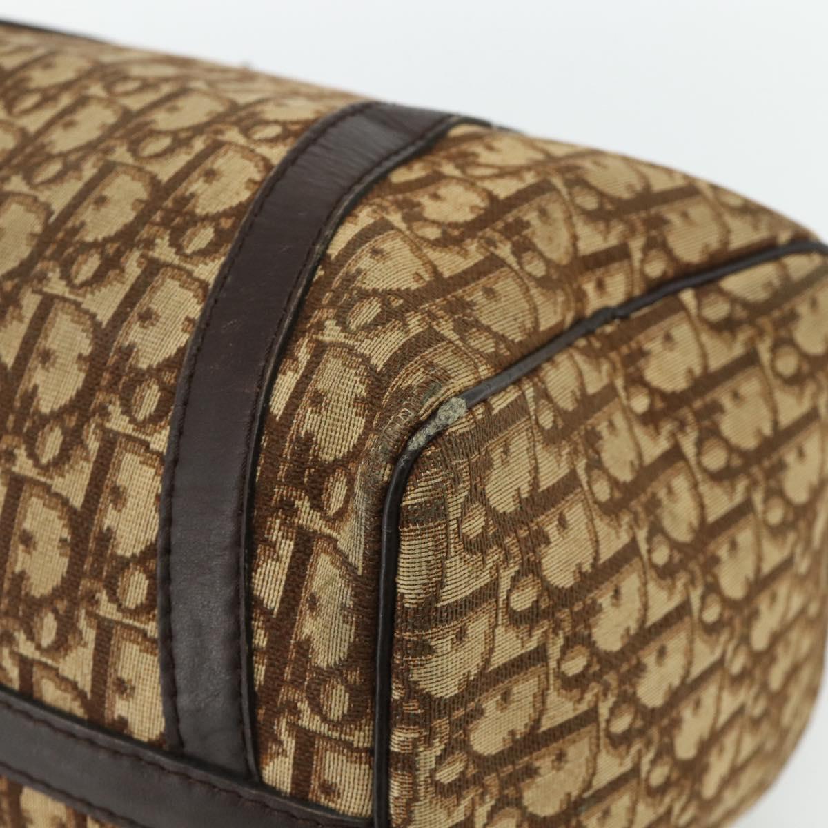 Christian Dior Trotter Canvas Boston Bag Beige Auth 177161
