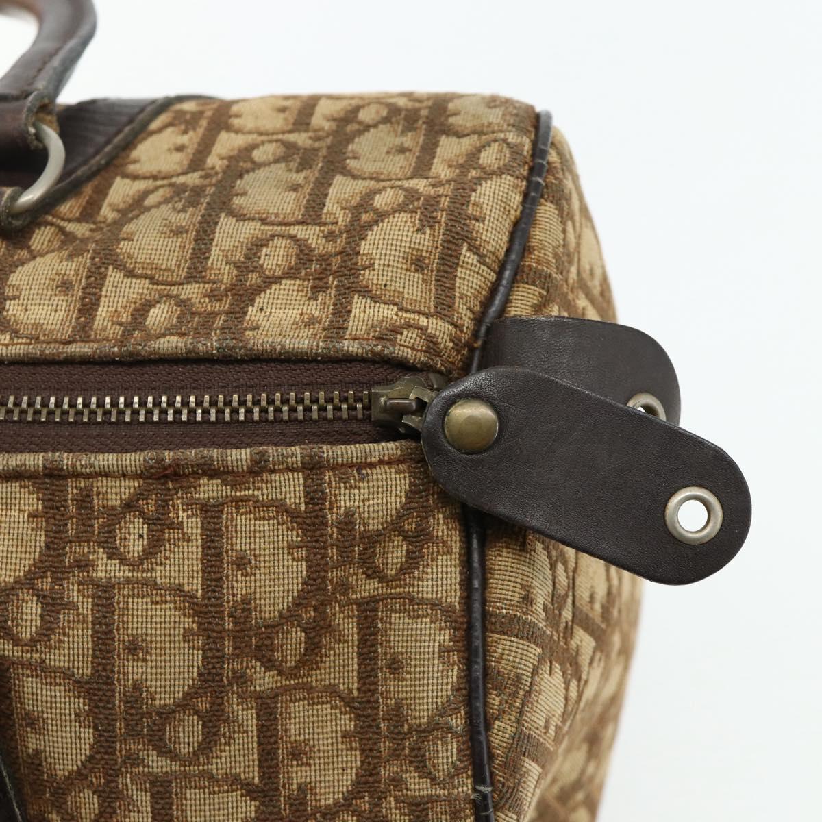 Christian Dior Trotter Canvas Boston Bag Beige Auth 177161