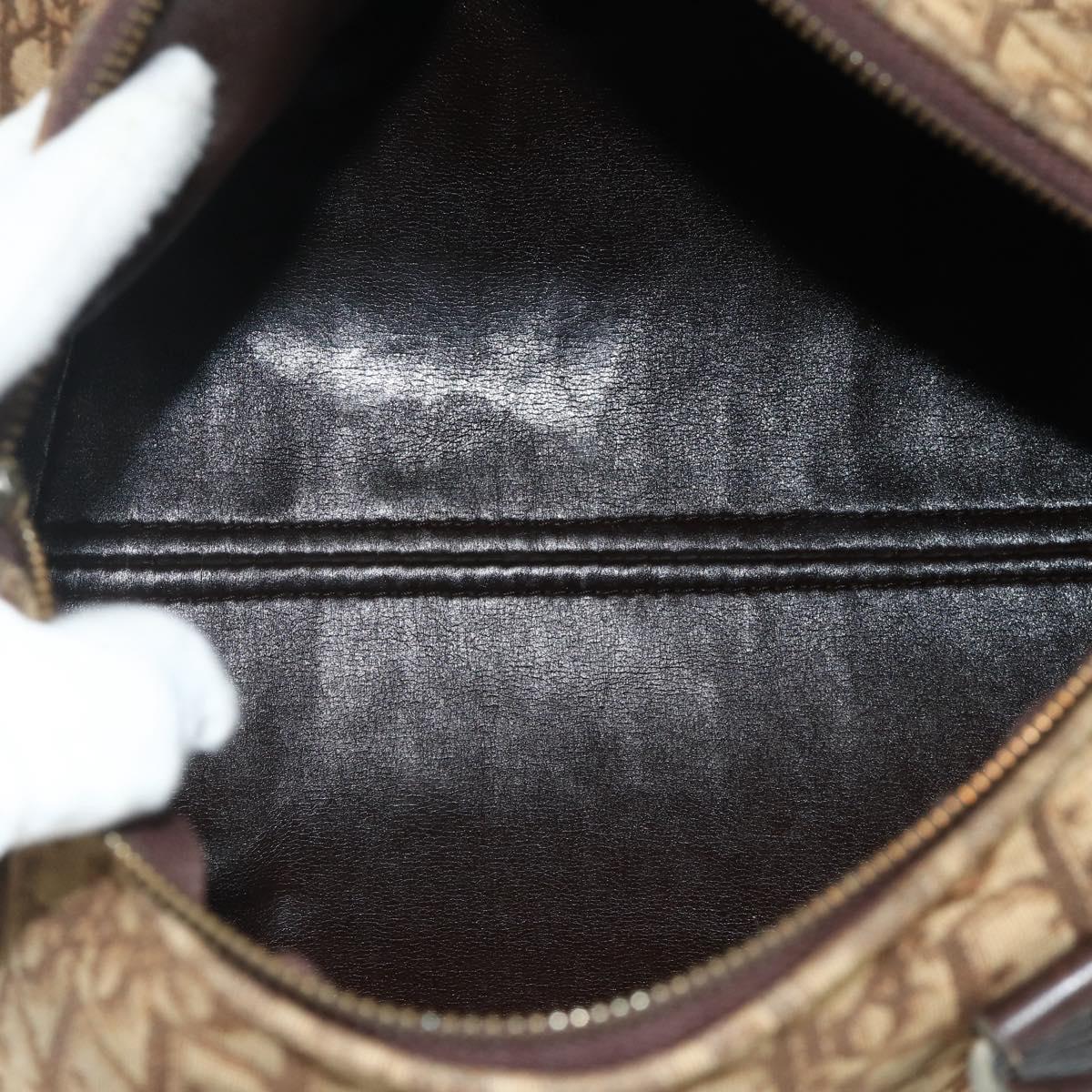 Christian Dior Trotter Canvas Boston Bag Beige Auth 177161