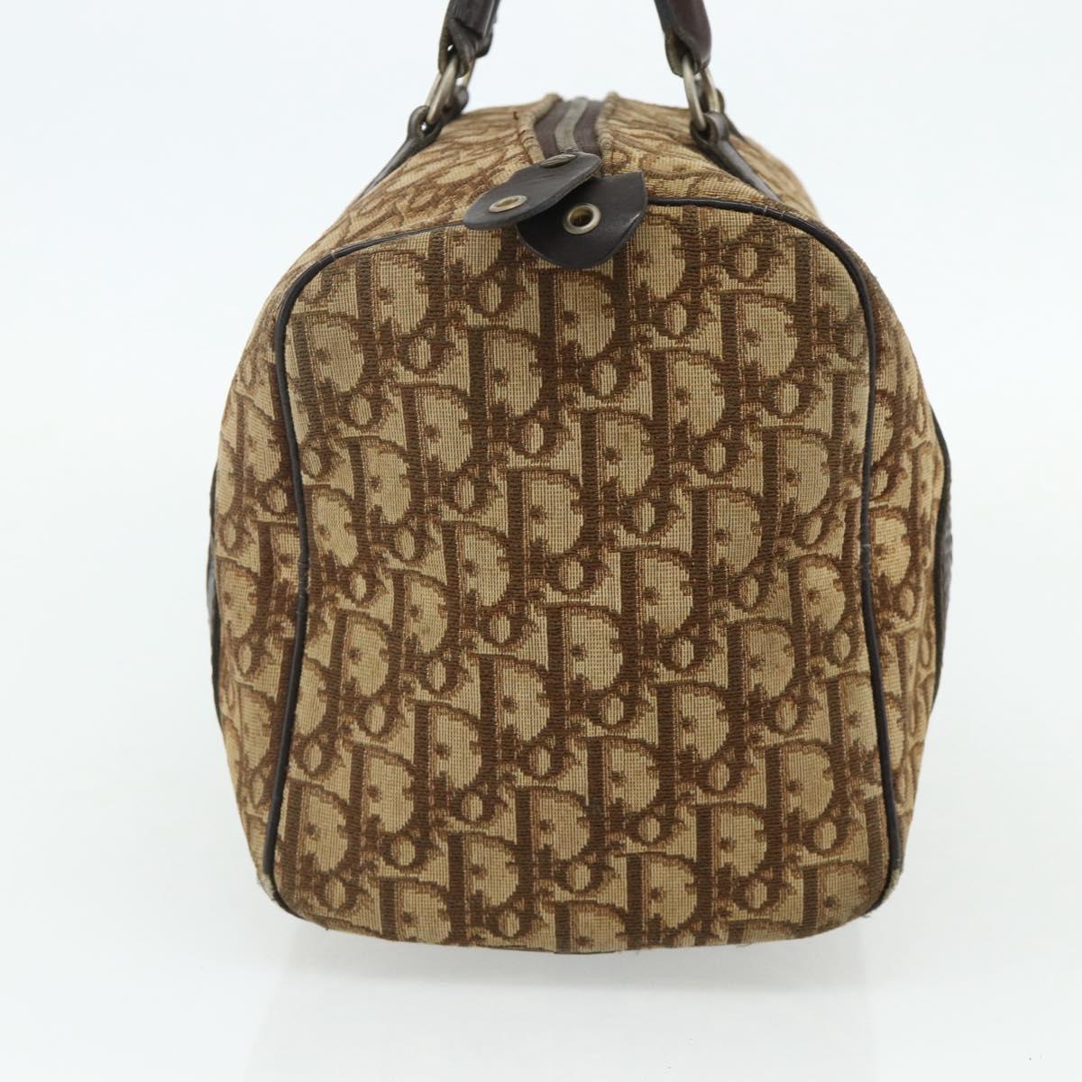 Christian Dior Trotter Canvas Boston Bag Beige Auth 177161
