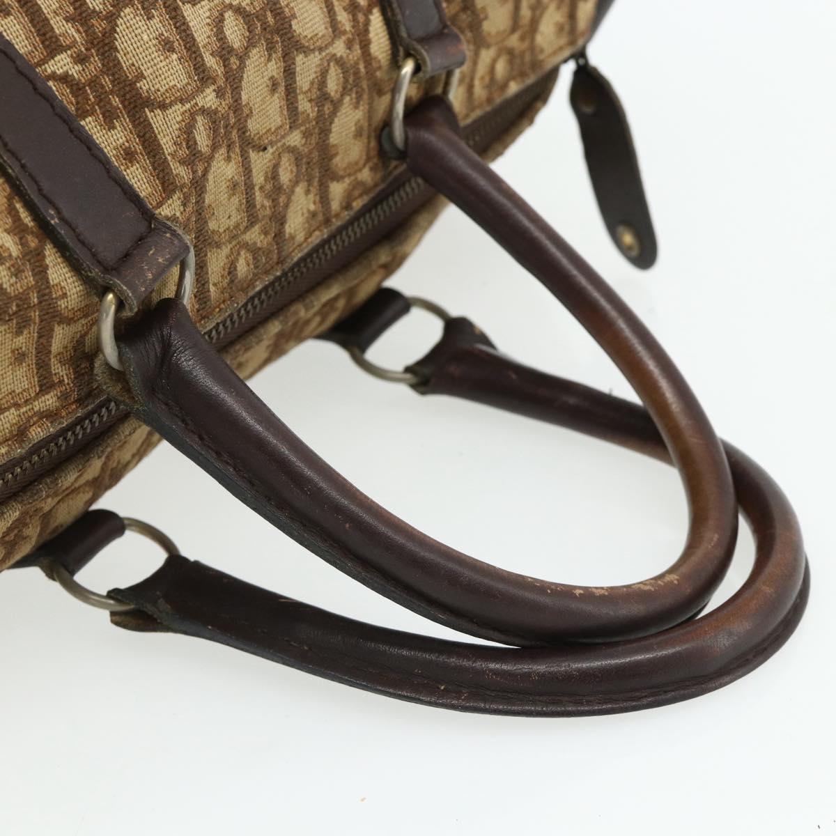 Christian Dior Trotter Canvas Boston Bag Beige Auth 177161
