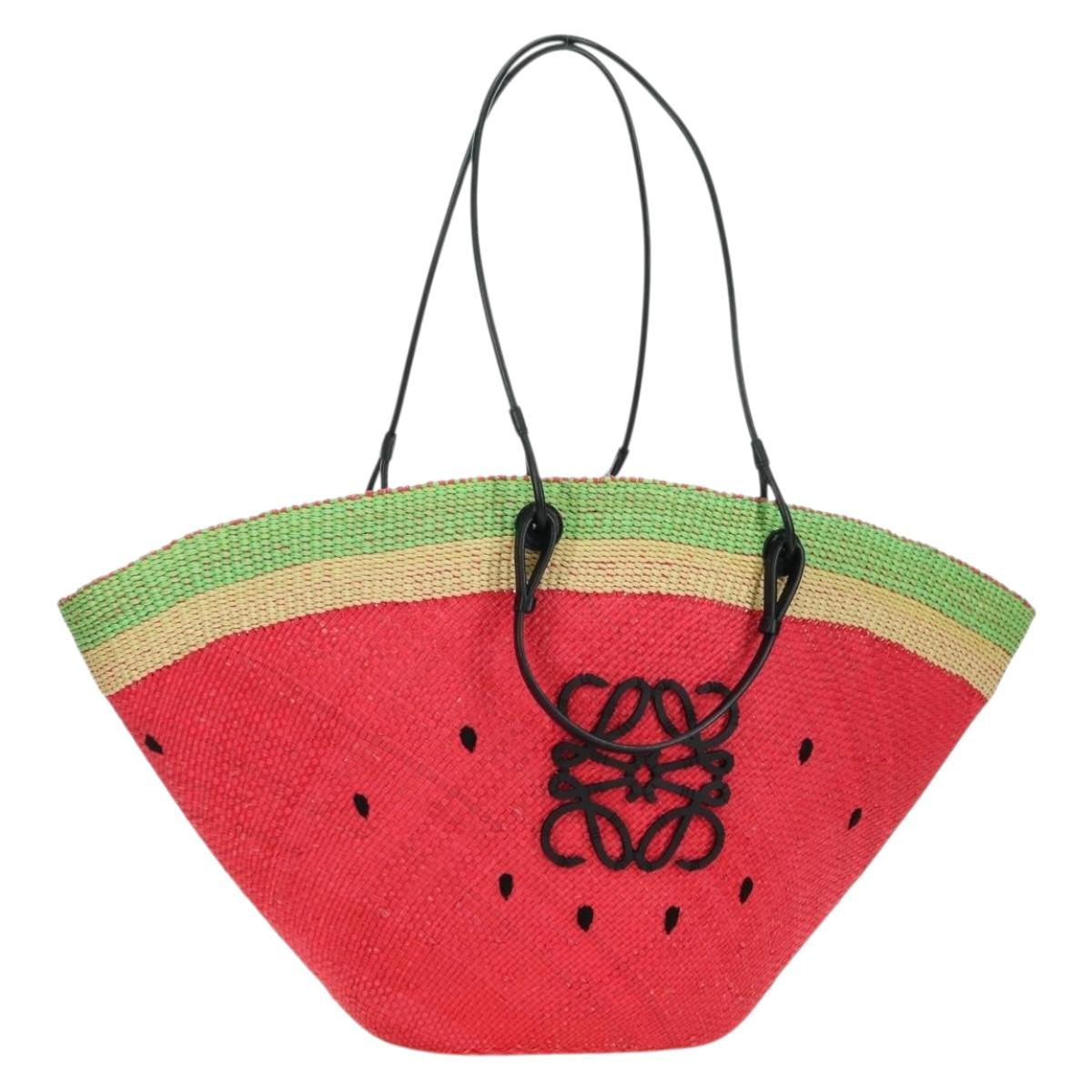 LOEWE Watermelon Tote Bag Raffia 2way Red Auth 177162SAV