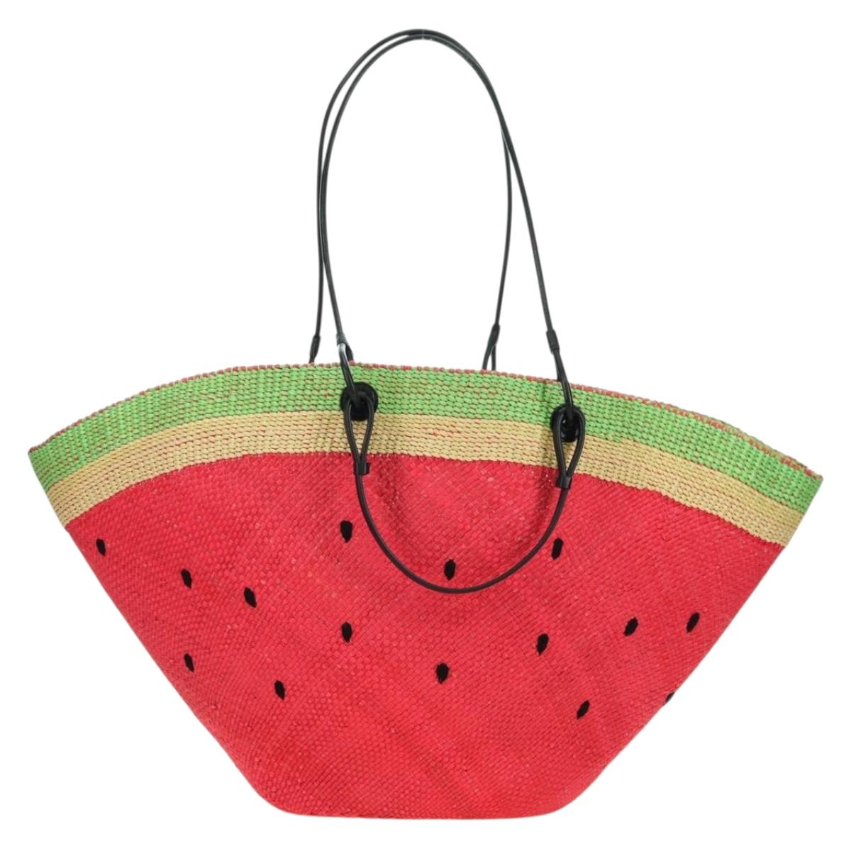 LOEWE Watermelon Tote Bag Raffia 2way Red Auth 177162SAV