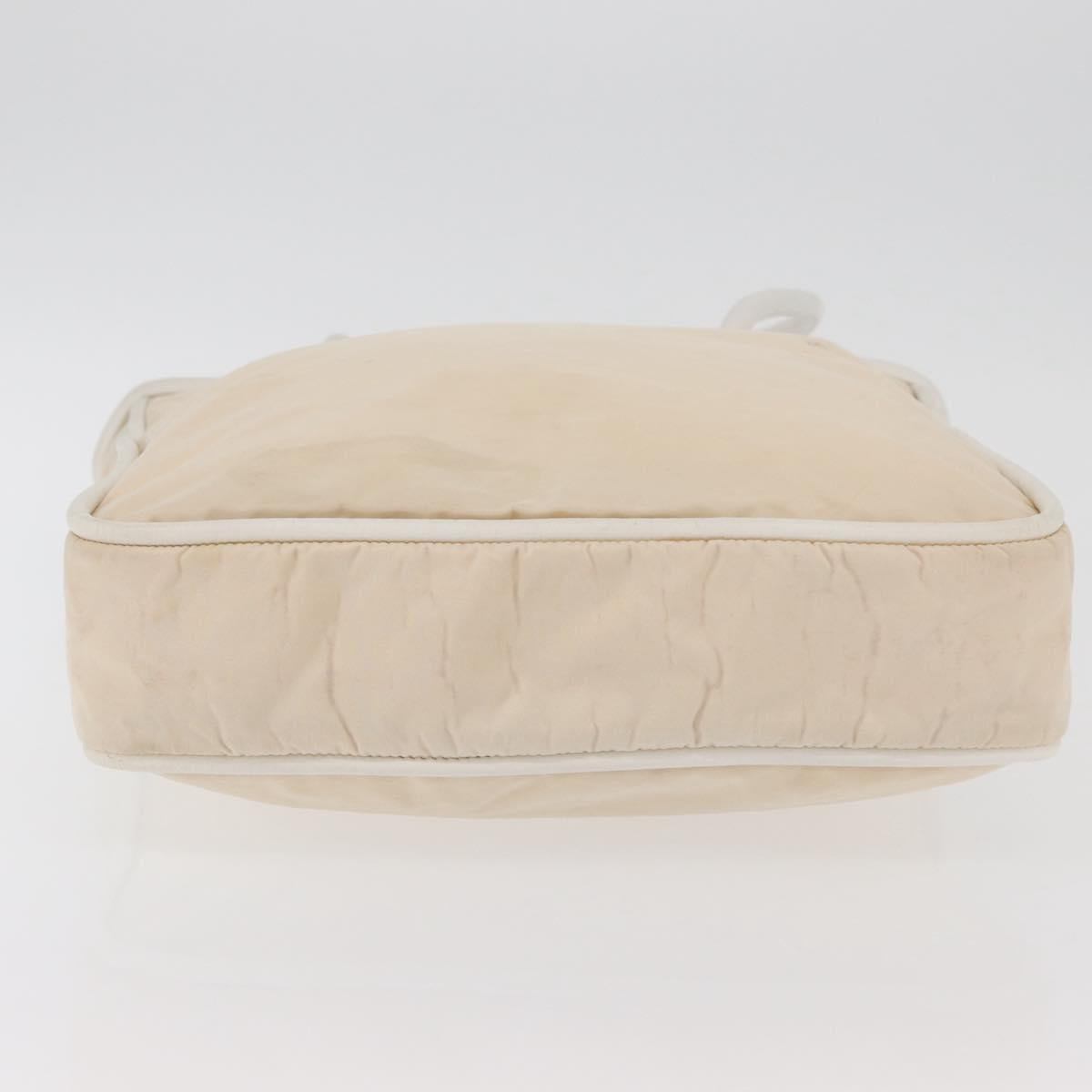 CELINE Tote Bag Nylon Ivory Gold Auth 177163