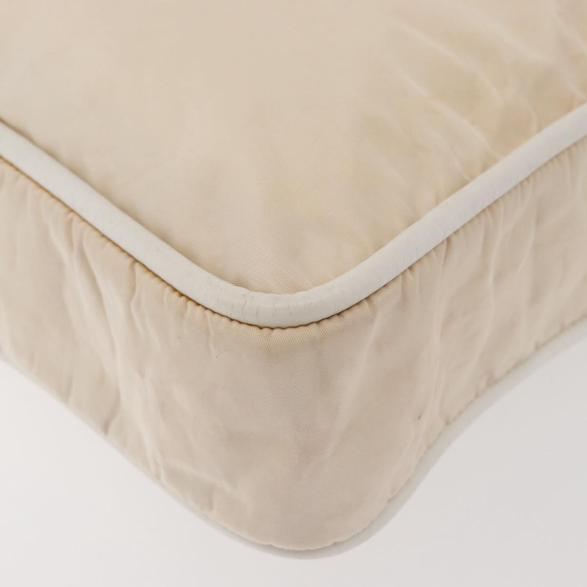 CELINE Tote Bag Nylon Ivory Gold Auth 177163