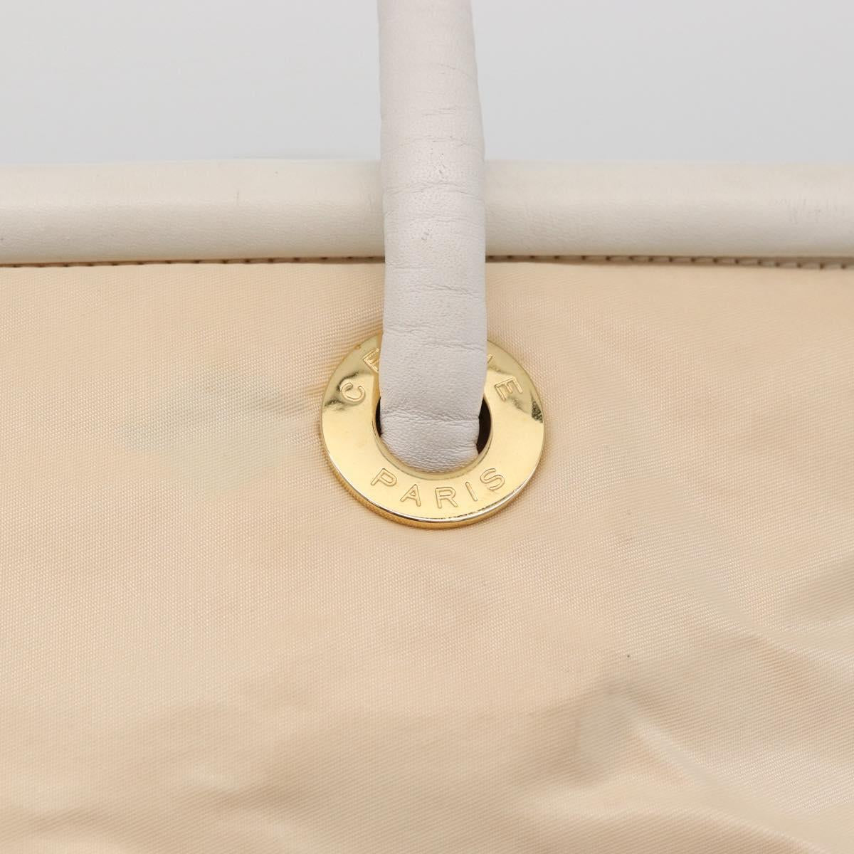 CELINE Tote Bag Nylon Ivory Gold Auth 177163
