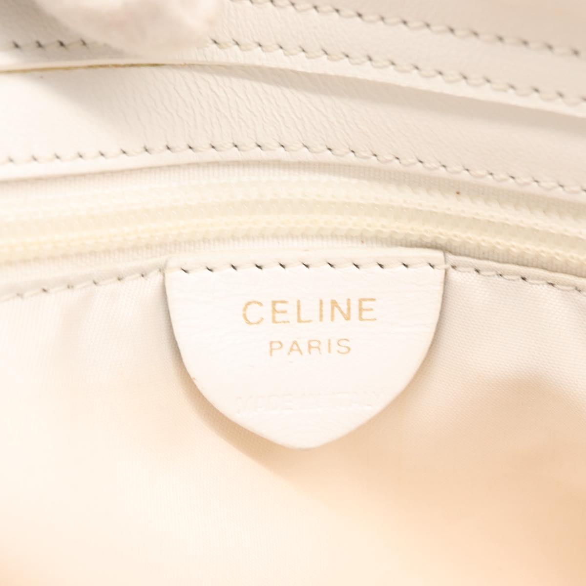 CELINE Tote Bag Nylon Ivory Gold Auth 177163