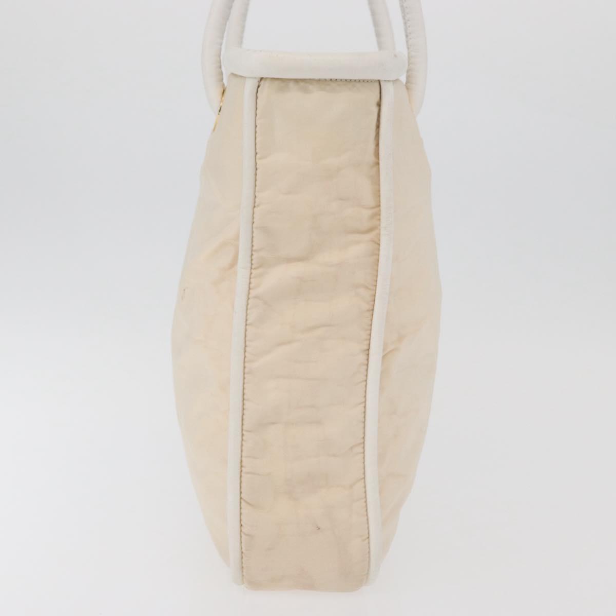 CELINE Tote Bag Nylon Ivory Gold Auth 177163
