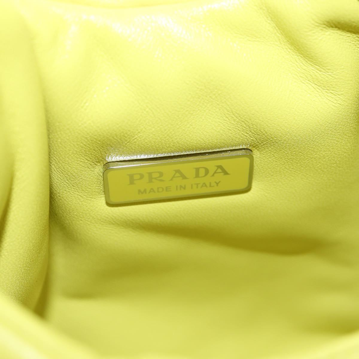 PRADA Hand Bag Leather 2way Yellow Silver Auth 177165SAM
