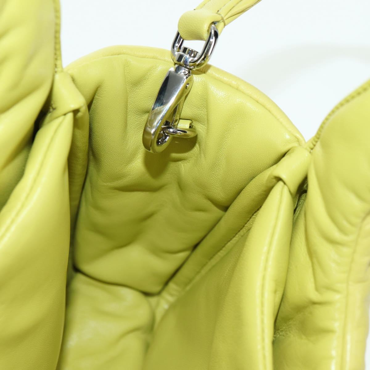 PRADA Hand Bag Leather 2way Yellow Silver Auth 177165SAM