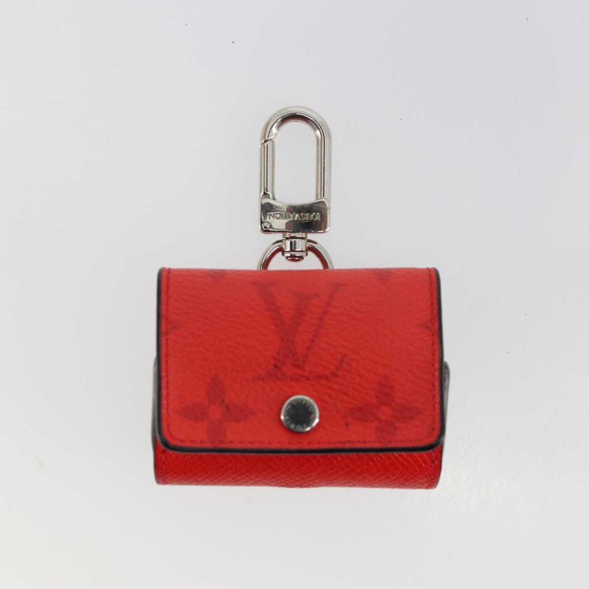 LOUIS VUITTON Tiger Lama Monogram Earphone Pouch Red M77284 LV Auth 177172A