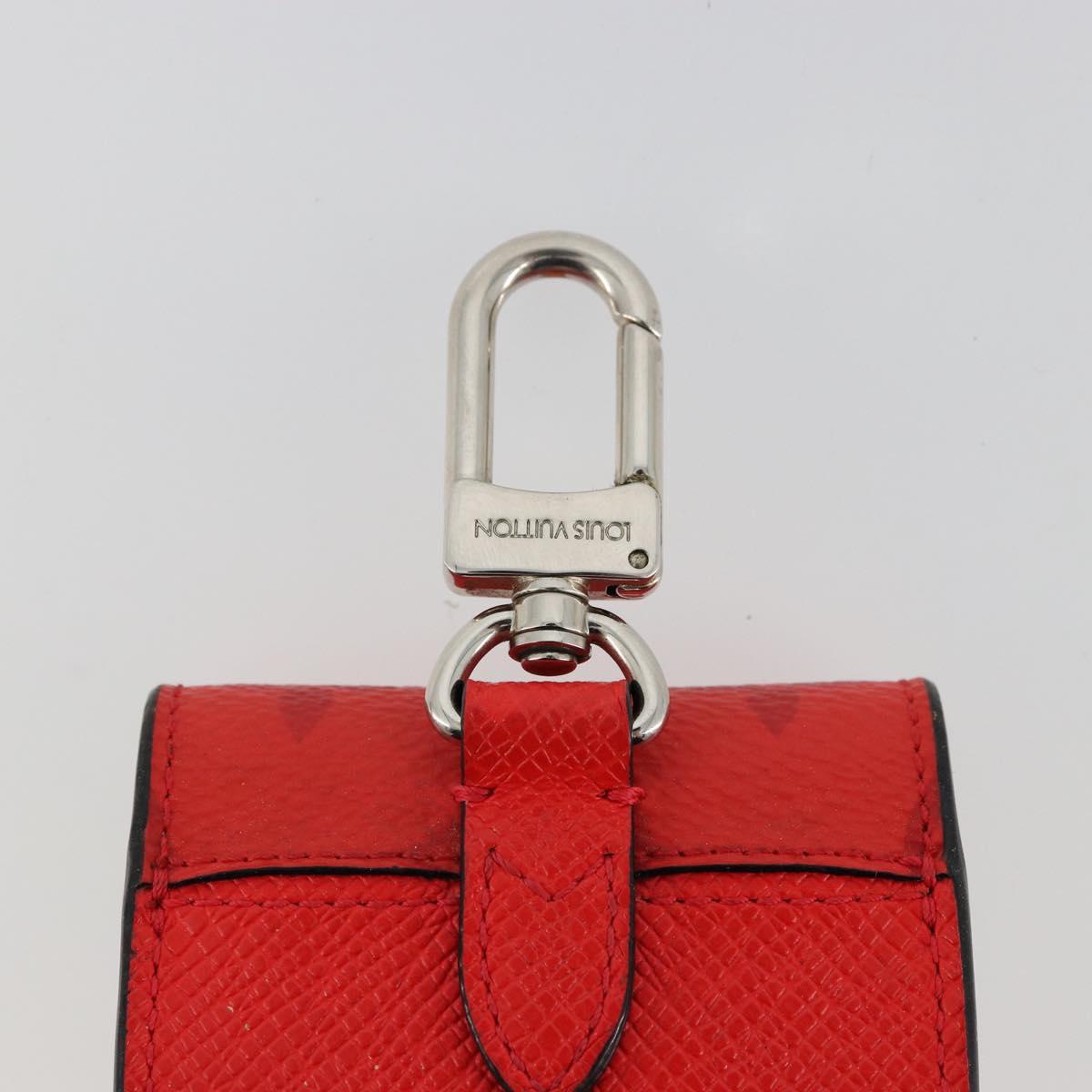 LOUIS VUITTON Tiger Lama Monogram Earphone Pouch Red M77284 LV Auth 177172A