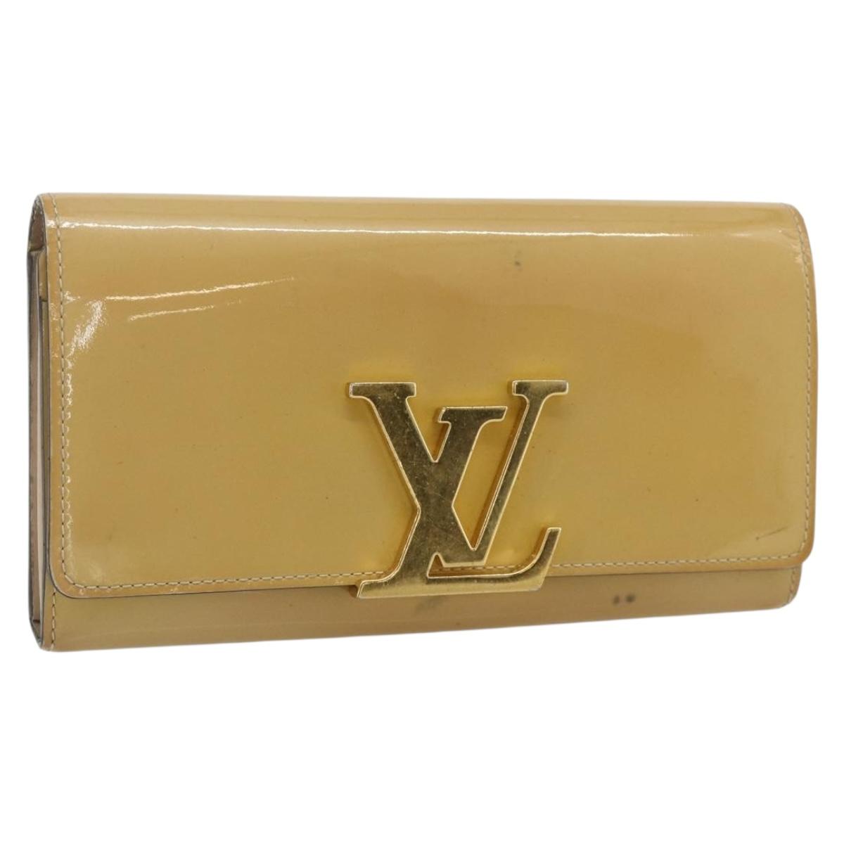 LOUIS VUITTON Vernis Portefeuille Louise Wallet Beige Dunne M61318 Auth 177174