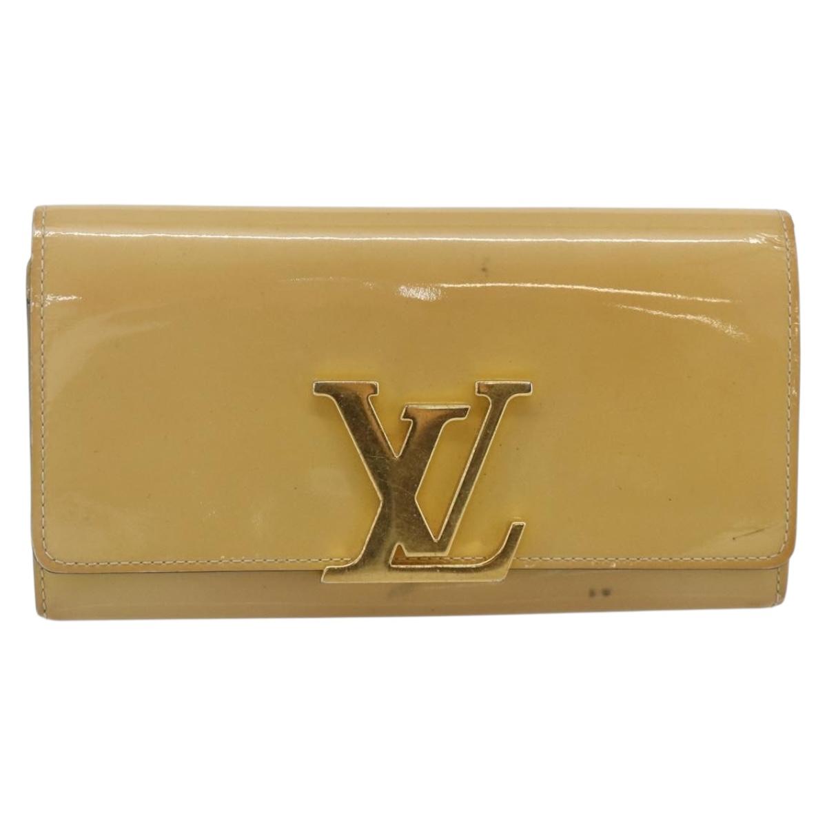 LOUIS VUITTON Vernis Portefeuille Louise Wallet Beige Dunne M61318 Auth 177174