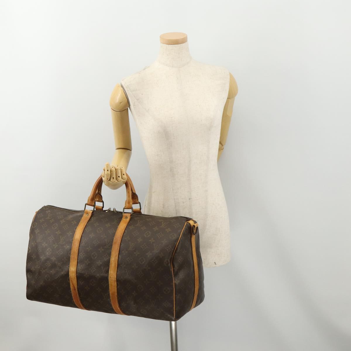 LOUIS VUITTON Monogram Keepall Bandouliere 50 Boston Bag M41416 LV Auth 177183