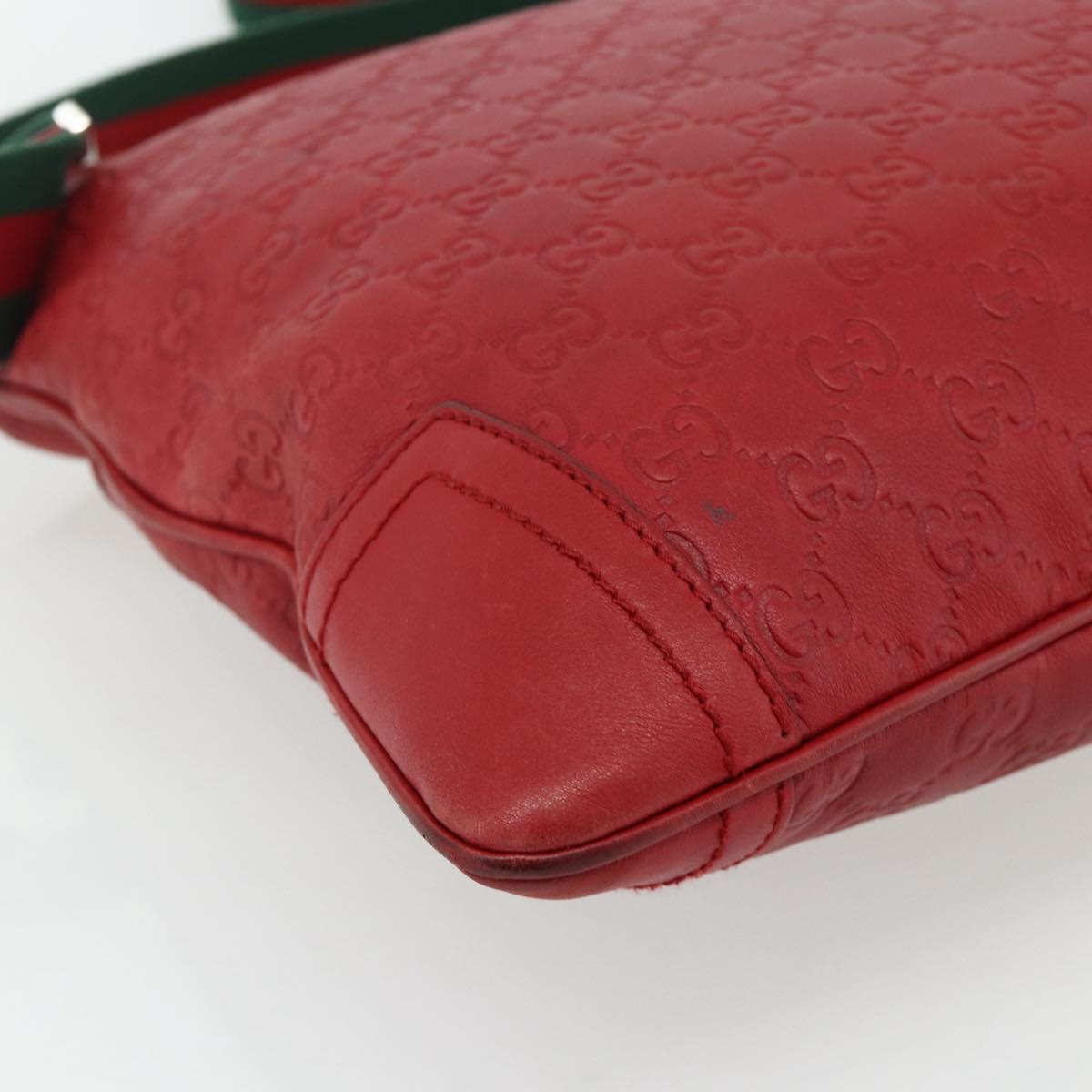 GUCCI GG Canvas Guccissima WebSherry Line Bag Leather Red 193715 Auth 177192A