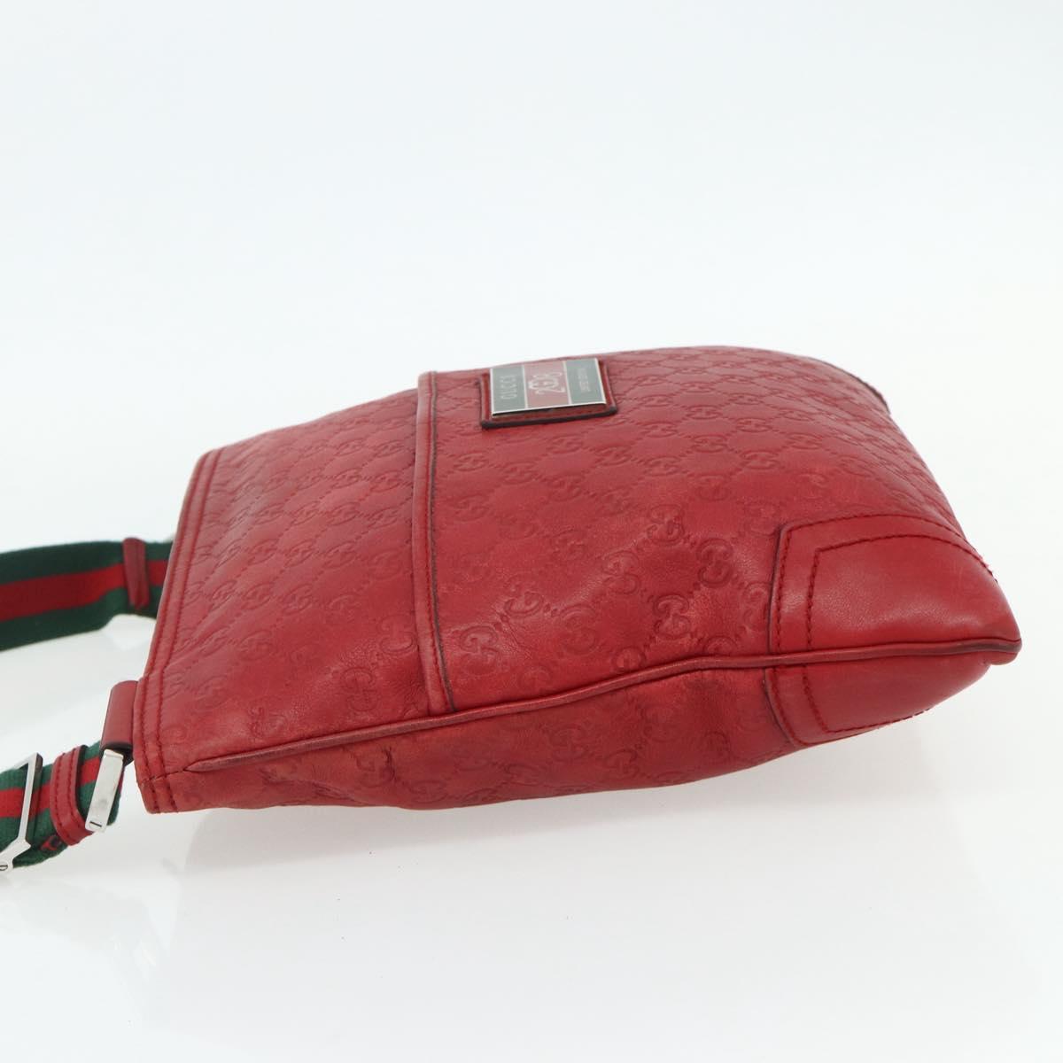 GUCCI GG Canvas Guccissima WebSherry Line Bag Leather Red 193715 Auth 177192A