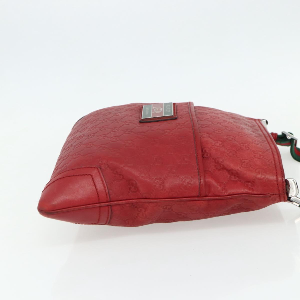 GUCCI GG Canvas Guccissima WebSherry Line Bag Leather Red 193715 Auth 177192A
