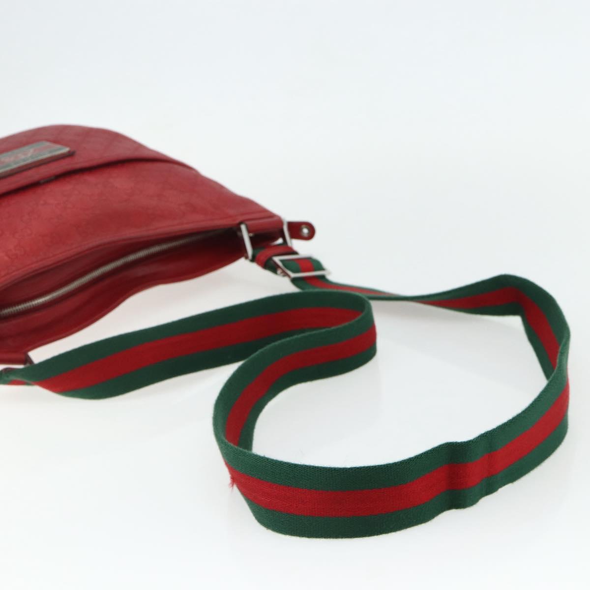 GUCCI GG Canvas Guccissima WebSherry Line Bag Leather Red 193715 Auth 177192A