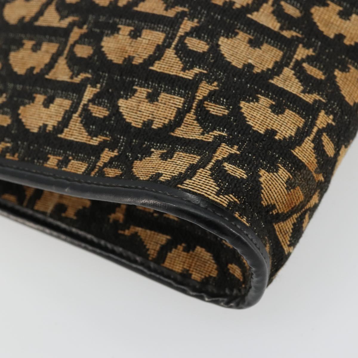 Christian Dior Trotter Canvas Shoulder Bag Navy Gold Auth 177193A