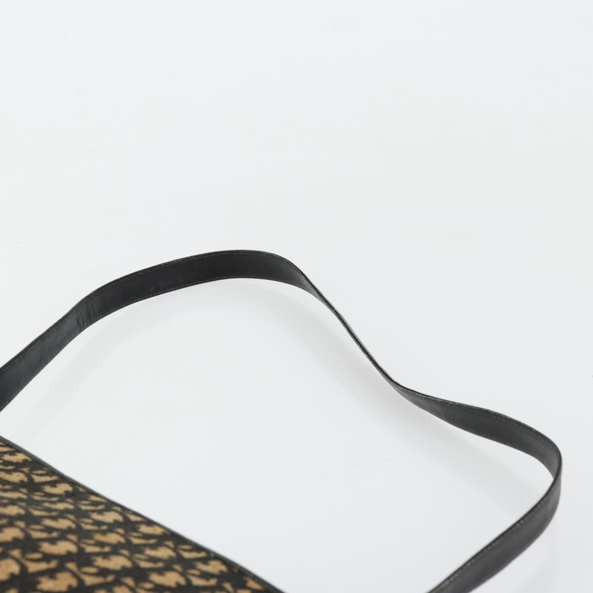 Christian Dior Trotter Canvas Shoulder Bag Navy Gold Auth 177193A